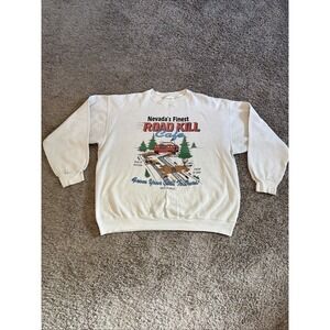 Vintage 90s Nevada Roadkill Cafe Short Sleeve Sweatshirt Men's Size XL‎ Gray